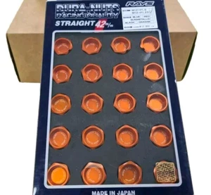 RAYS DURA WHEEL NUTS ALLOY L42 - M12 x 1.5 - ORANGE - Ford / Honda / Mitsubishi - Picture 1 of 8