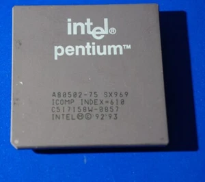 Vintage Intel Pentium A80502-75 SX969 Processor CPU Gold Recovery - Bild 1 von 3