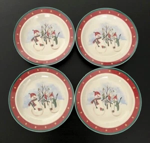 Juego de 4 placas de gres de 6,5" muñeco de nieve de Navidad de Royal Seasons excelente en excelente estado - Imagen 1 de 4