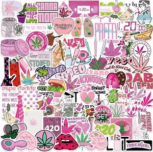 100PCS Adesivi Erba Rosa per Adulti Adesivi Marijuana,Adesivo Erba Carina - Foto 1 di 1