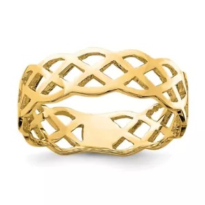 14K Yellow Gold Polished Weave Ring Size 7 for Women 2.23 gram - Picture 1 of 6