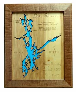 Lake Temagami, ONT, CAN- Laser Cut Wood Map | Wall Art | Made to Order - Bild 1 von 8