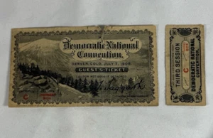 1908 Democratic National Convention Guest's Ticket July 7 1908, Denver CO - Picture 1 of 7