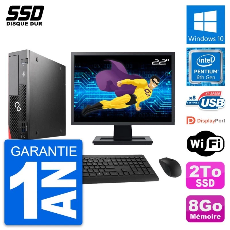 PC Fujitsu D556 Dt Pantalla 22" Intel Pentium G4400 RAM 8Go GB 2To Windows 10 Wi - Imagen 1 de 4