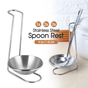 1/2/3X Stainless Steel Spoon Rest 9.5x17.5CM with Chrome Finish - Picture 1 of 16