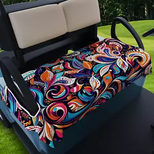 Golf Cart Seat Covers, Tropical Palm Leaf-Boho-Marble Microfiber Golf Cart Seat - Picture 1 of 7