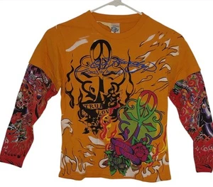 Vtg Ed Hardy Kids Shirt Sz S Tattoo Sleeves Rose Heart by Christian Audigier NWT - Picture 1 of 6