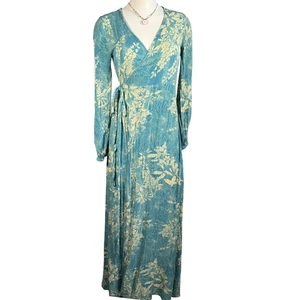 ONeill Damen Maxikleid blau Blumen Wickel Langarm Gürtel Gr. XS Boho Strand - Bild 1 von 13