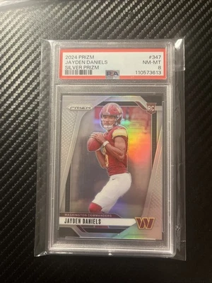 2024 Panini Prizm Silver Jayden Daniels PSA 8 - Image 1 of 2