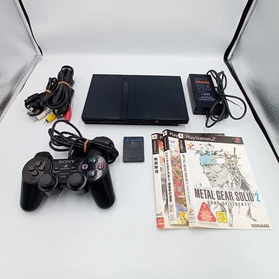 PlayStation 2 PS2 Slim Black Console Mem Card 3 Games SCPH-70000 Japanese Tested - Image 1 of 4