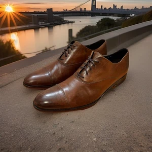 To Boot New York Brandon 12981 Braun Leder Kappe Zehe Oxford Elegant Schuh Herren 10W - Bild 1 von 11