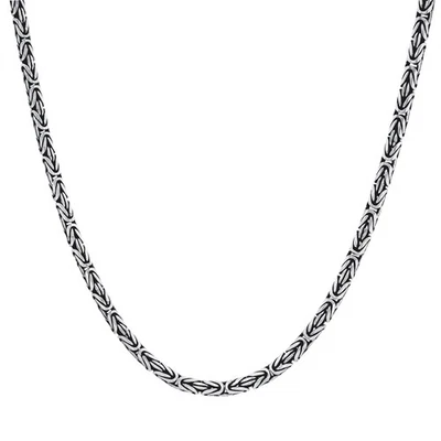Silverly Collana a Catena Bizantina 4.3 mm Bali Argento Sterling .925 Ossidato - Immagine 1 di 4
