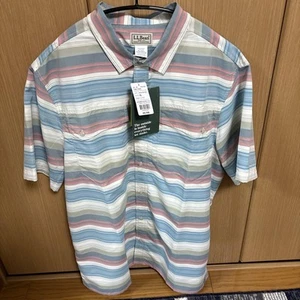 L.L.Bean Short Sleeve Shirt Deep Pastel Stripe XL Polyester/Nylon Blend - Picture 1 of 4