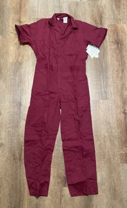 Walls Coveralls 40 Regular Master Made Maroon Mechanic Work Wear Short Sleeve - Picture 1 of 11