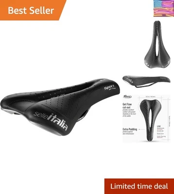 Sillín deportivo de gel Flow con recorte anatómico para máxima comodidad - negro Foto 1 de 4