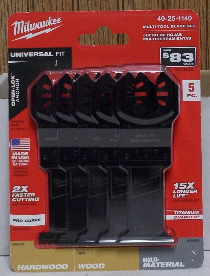 Milwaukee 49-25-1140 Madera Oscilante Plus Kit de Cuchillas Multiherramienta - Paquete de 5 Foto 1 de 1