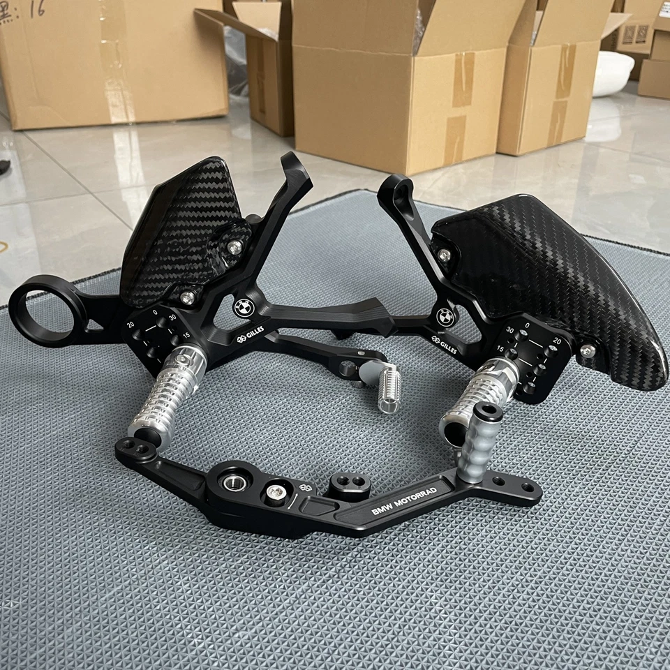 For S1000RR M1000RR 2019-2025 Rearsets Pedal Footrest carbon fiber Heel Guard - Image 1 of 4