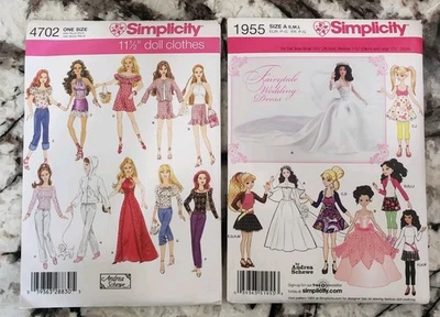 2 Simplicity Pattern Barbie 11-1/2" Doll Clothes Wedding Dress FF Andrea Schewe - Image 1 of 4