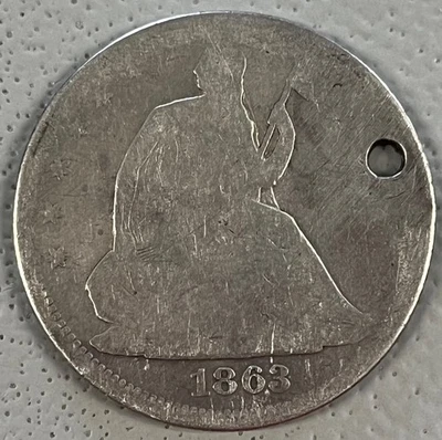 1863 50c Seated Liberty Half Dollar Ungraded Key Date Filler - Image 1 of 4