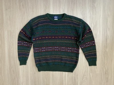 VTG Woolrich Sweater Men’s XL Wool Forest Green Fair Isle Crewneck Pullover 90s - Image 1 of 4