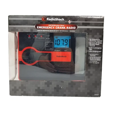 Radio Shack AM/FM Weather Band Emergency Light Crank Radio USB Charging Port - Image 1 of 4