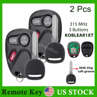 2 controles remotos KOBLEAR1XT 2001 2002 Chevrolet Tahoe GMC Sierra Yukon + Llavero Foto 1 de 4