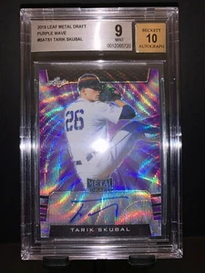 2019 Leaf Metal TARIK SKUBAL Purple Wave Prismatic Auto RC 5/15 Tigers BGS 9 10 - Picture 1 of 3