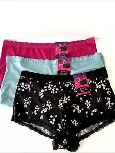 NEW Maidenform 3 Pair One Fab Fit Boyshort Tagless 2XL/9 Multi-Color 40760 NWT - Picture 1 of 3