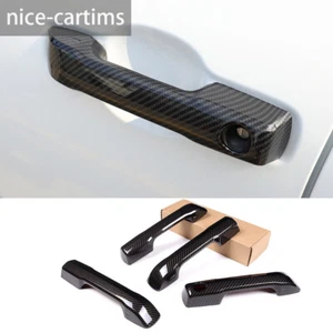 4×Carbon Fiber ABS Outer Side Door Handle Panel Trim For Toyota Tundra 2022-2025 - Picture 1 of 11