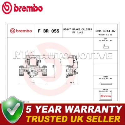 Pinza de freno trasera derecha Brembo compatible con Mercedes Vito 2014- 1.6 CDi 2.1 Foto 1 de 4