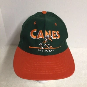 Vintage Miami Hurricanes Canes NCAA Kappe Mütze bestickt Druckknopflasche neu mit Etikett USA SELTEN - Bild 1 von 10