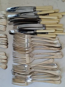 Mongrammed 'S' Cutlery Set Sd Neill Ltd Belfast AX1 Antique Faux Bone Celluloid - Picture 1 of 20