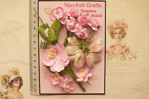 Flowers Roses Blossoms Azalea 12 & Leaves PINK GREEN 5 Styles PAPER 15-60mm VA6 - Picture 1 of 4