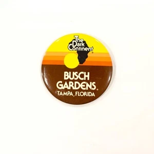 Busch Gardens Tampa Florida Dark Continent African Sunset Pinback Button Vintage - Picture 1 of 2
