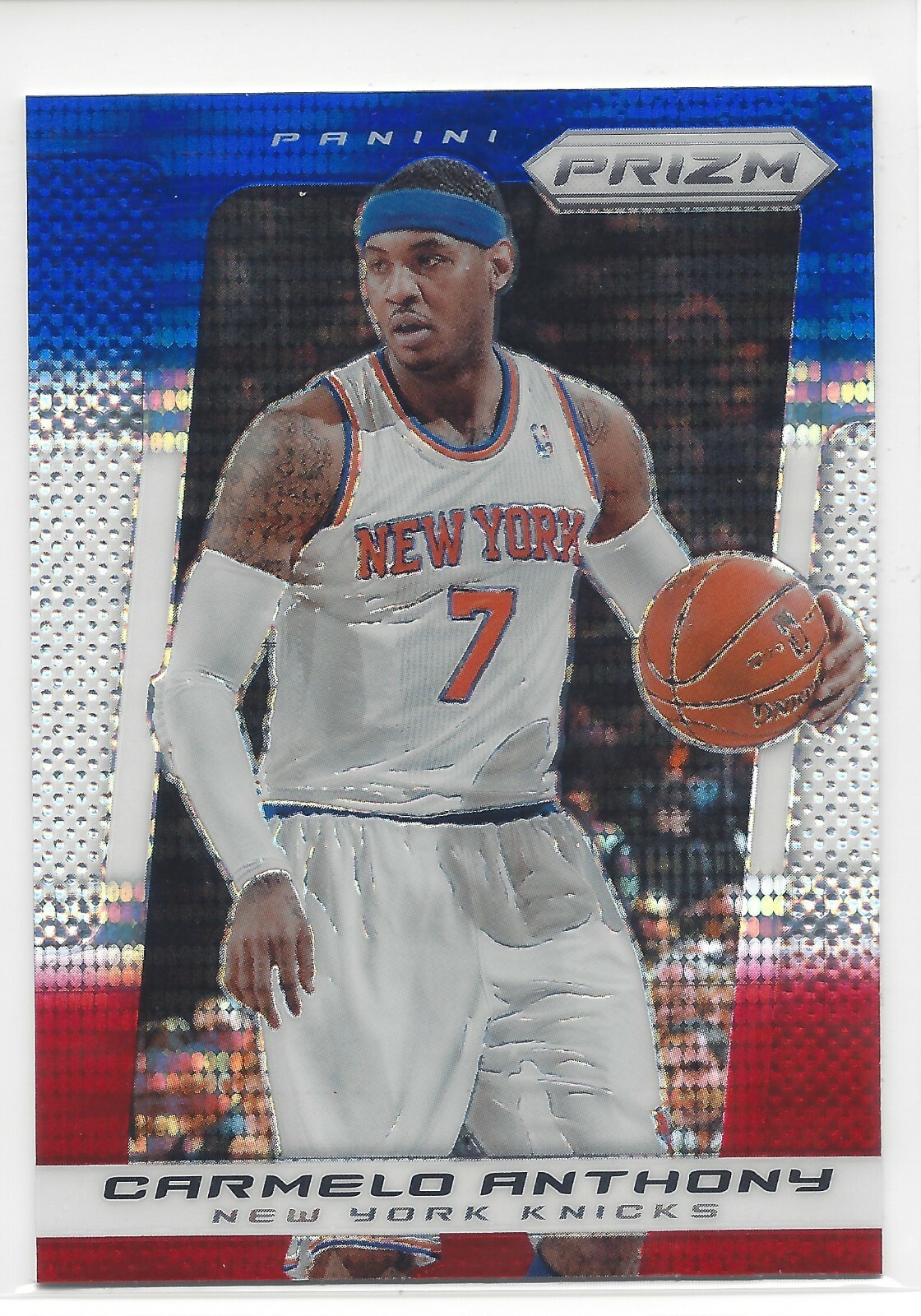 (0513) CARMELO ANTHONY 2013-14 PANINI PRIZM RED WHITE BLUE MOSAIC PRIZM KNICKS
