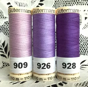 3 NEW Purple colors GUTERMANN 100% polyester sew-all thread 110 yard spools - Picture 1 of 4