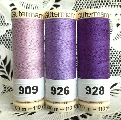 3 NEW Purple colors GUTERMANN 100% polyester sew-all thread 110 yard spools - Image 1 of 4