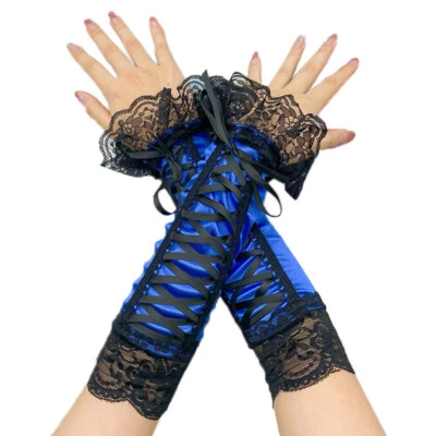 Medieval Sexy Womens Elbow Length Punk Fingerless Arm Goth Cosplay Lace Gloves - Image 1 of 4