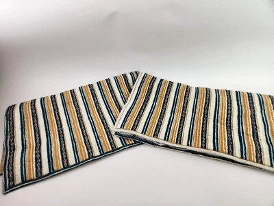 Juego de 2 Umbral Boho Rayas Acolchadas Falsa Verde azulado oscuro Rayas Doradas Margaritas Usadas Foto 1 de 4