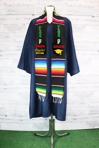 Class of 2025 Sarape graduation sash school stole  wraps Mexican Stole  Black - Picture 1 of 2