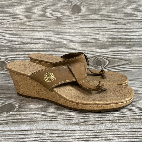 Sandali da donna marroni in pelle zeppa sughero Timberland taglia 10M