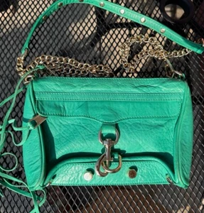 Rebecca Minkoff 'Mini Mac' Signal Green  Leather Crossbody Bag - Picture 1 of 9