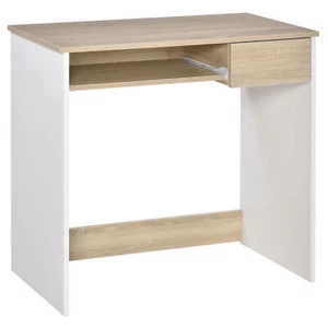 HOMCOM Compact Computer Table w/ Keyboard Tray Drawer Study Office Work, Oak - Picture 1 of 9