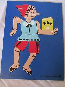 Vintage 1974 Judy Instructo Pinocchio Wooden Board Jigsaw Puzzle 11 Pcs COMPLETE