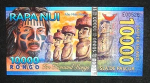 EASTER ISLAND 10000 RONGO POLYMER BANKNOTE 2013 UNC - Picture 1 of 2