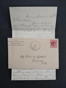 Massachusetts: Monroe 1892 Allen Cover + Letter, DPO Franklin Co to Conway, NH - Picture 1 of 7