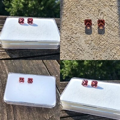 Pink Tourmaline Pair  6 mm Square Princess Cut Loose Gemstone - Image 1 of 4