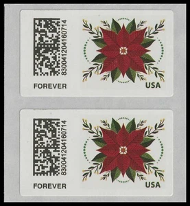 US CVP114 Holiday Joy Poinsettia Kiosk ATM F vert pair MNH 2024 - Picture 1 of 1