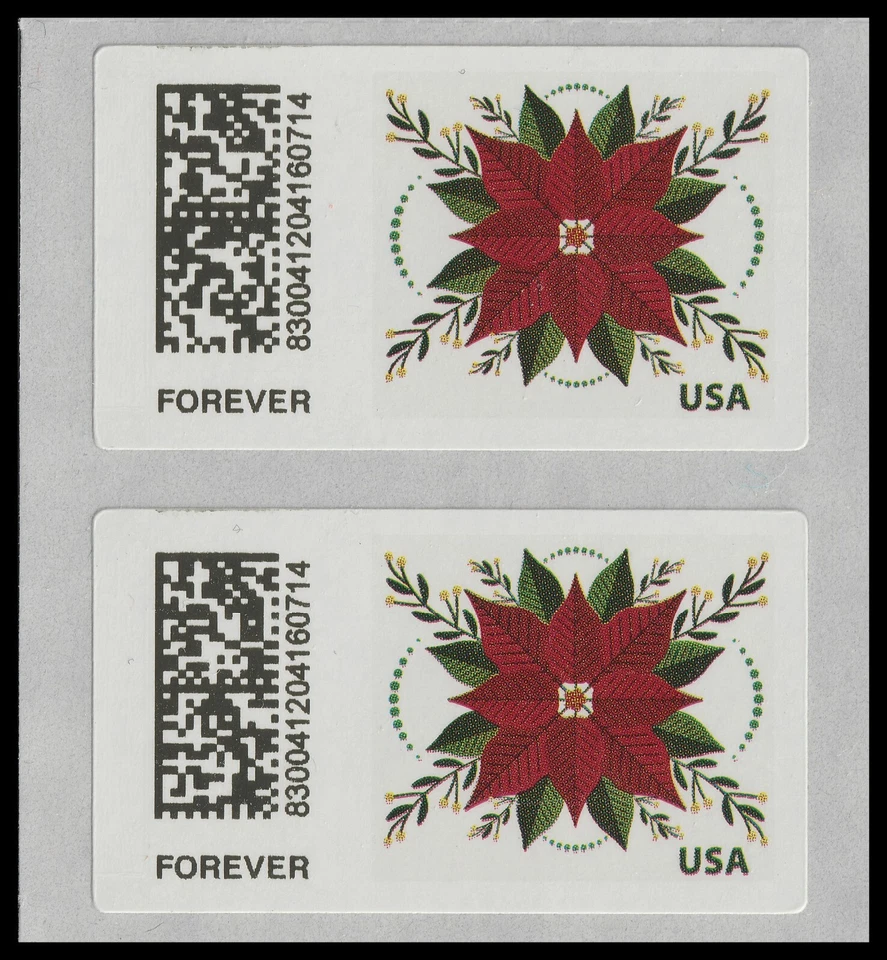 US CVP114 Holiday Joy Poinsettia Kiosk ATM F vert pair MNH 2024 - Image 1 of 1