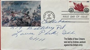 Romp Cachets 1261 Battle of New Orleans Andrew Jackson Against British Addon  - Picture 1 of 1